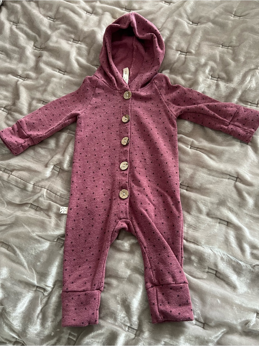 Childhoods Clothing Plum Hooded Baby One-Piece Romper with Buttons